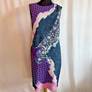 Peter Pilotto Multi Pattern Draped Sheath Dress - size Small
